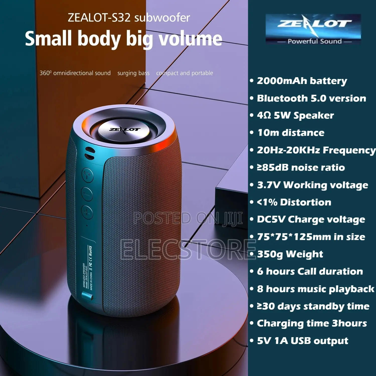 Zealot S32 Wireless Bluetooth Speaker Mini Hifi Subwoofer