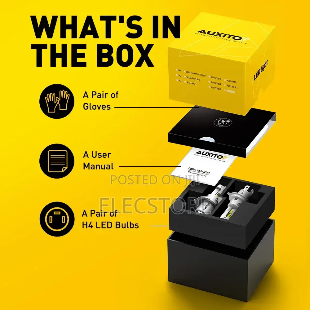Auxito H4 Hb2 Hi/Lo Beam 50w 20000lm Fanless Led Headlight