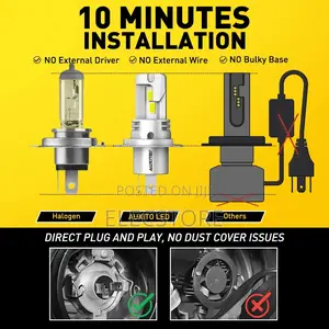 Auxito H4 Hb2 Hi/Lo Beam 50w 20000lm Fanless Led Headlight