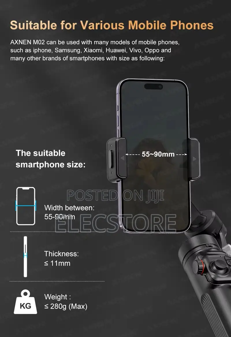 Axnen M02 3-Axis Gimbal Stabilizer Anti Shake Remote App