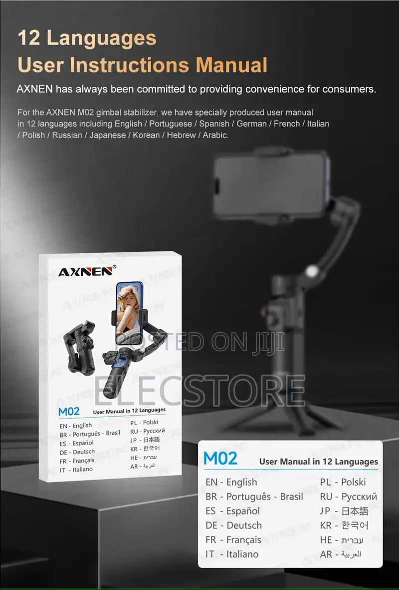 Axnen M02 3-Axis Gimbal Stabilizer Anti Shake Remote App