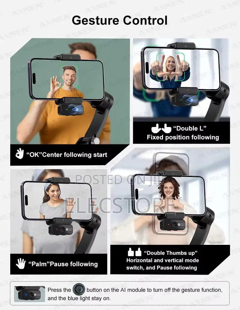 Axnen M02 3-Axis Gimbal Stabilizer Anti Shake Remote App