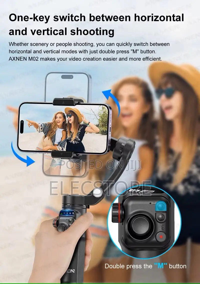 Axnen M02 3-Axis Gimbal Stabilizer Anti Shake Remote App