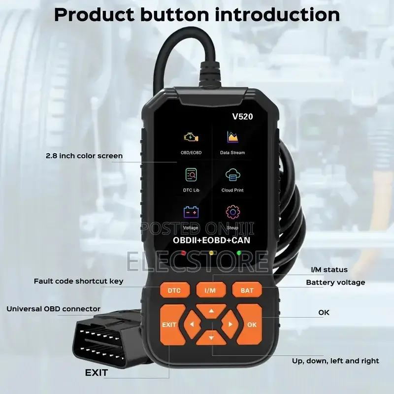 V520 Obd2 Engine Diagnostic Scanner Tool Lifetime Free Codes