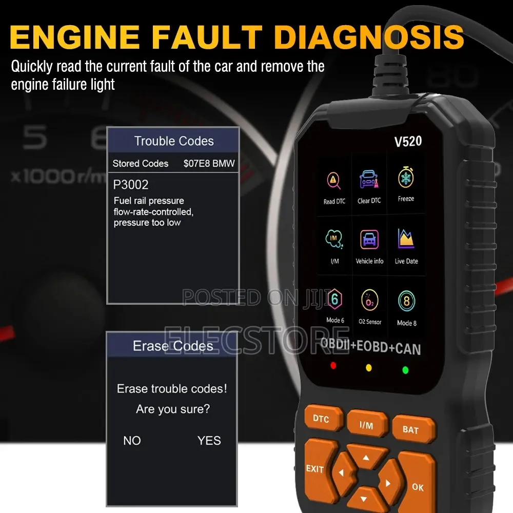 V520 Obd2 Engine Diagnostic Scanner Tool Lifetime Free Codes