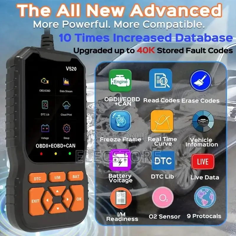 V520 Obd2 Engine Diagnostic Scanner Tool Lifetime Free Codes