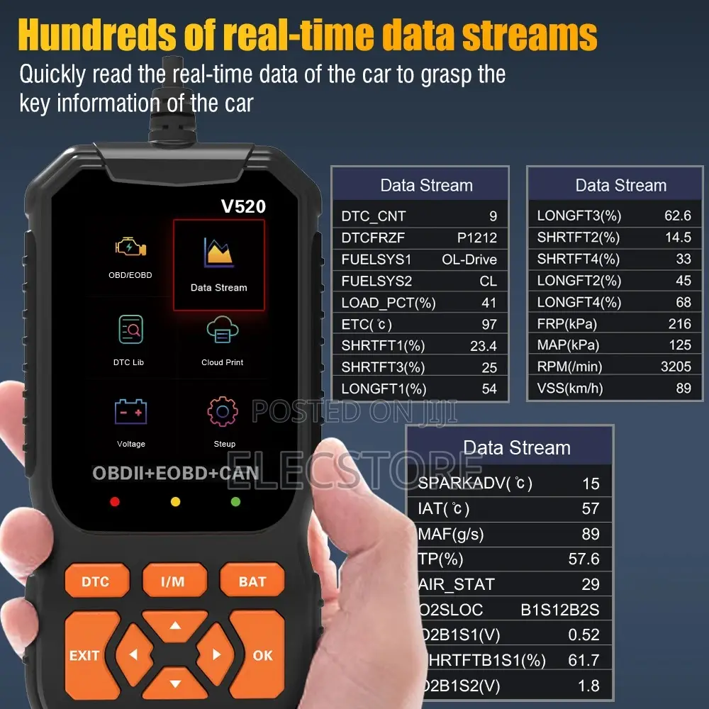 V520 Obd2 Engine Diagnostic Scanner Tool Lifetime Free Codes