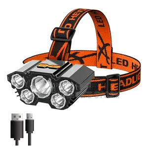 Photo - Usb Rechargeable Built-in Battery 5 Led Strong Headlight