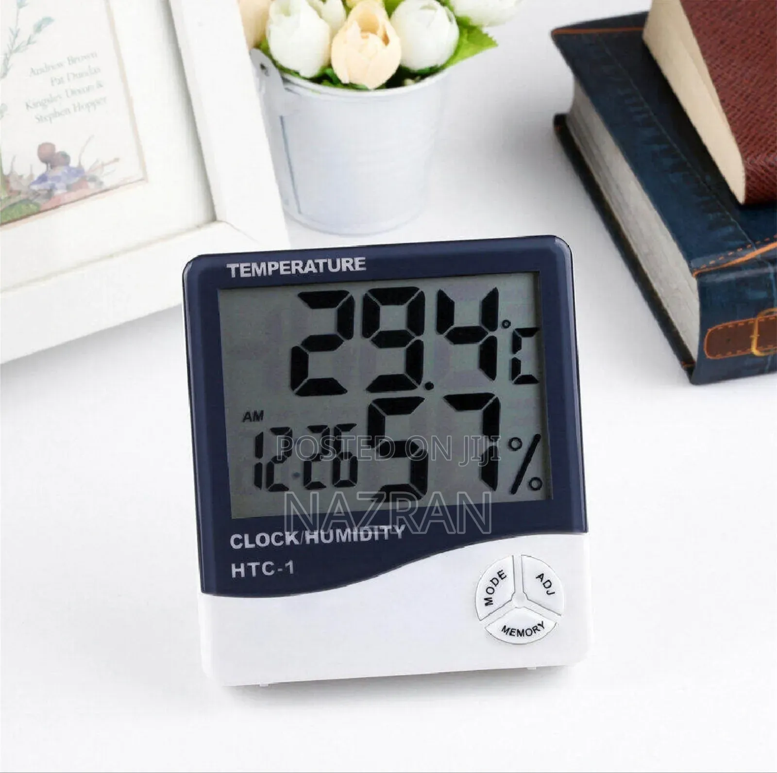 HTC Digital LCD Indoor Temperature Humidify Table Clock