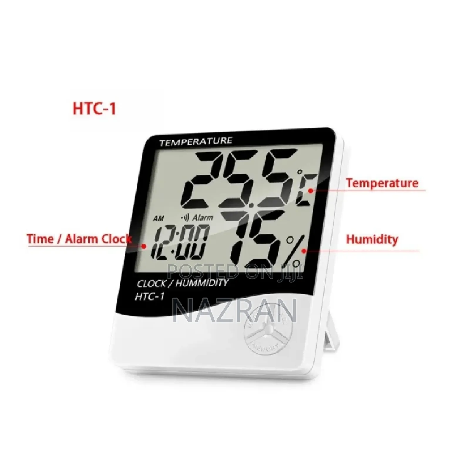 HTC Digital LCD Indoor Temperature Humidify Table Clock