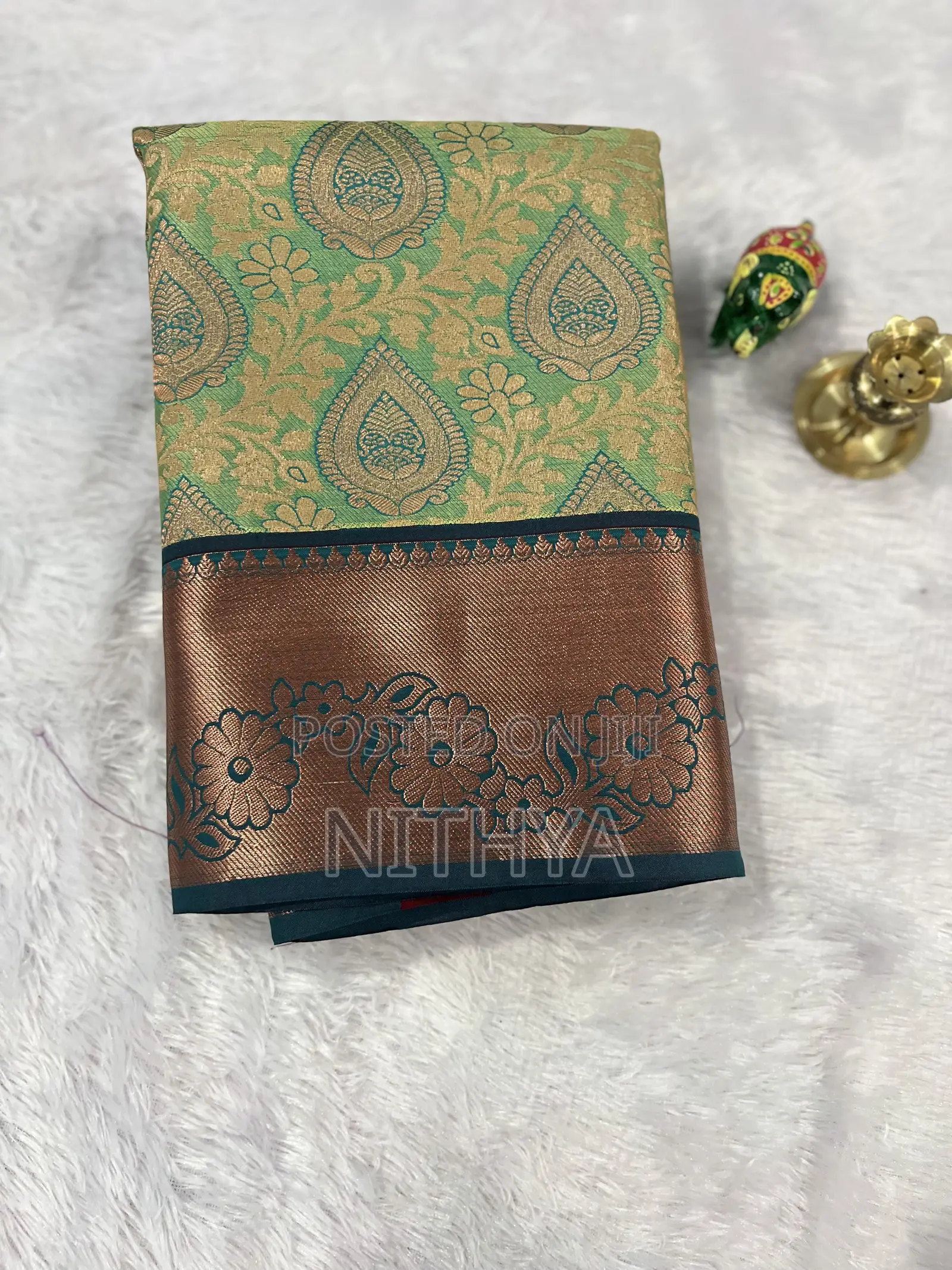 Wedding Collection/ Brocade Prince Copper Saree