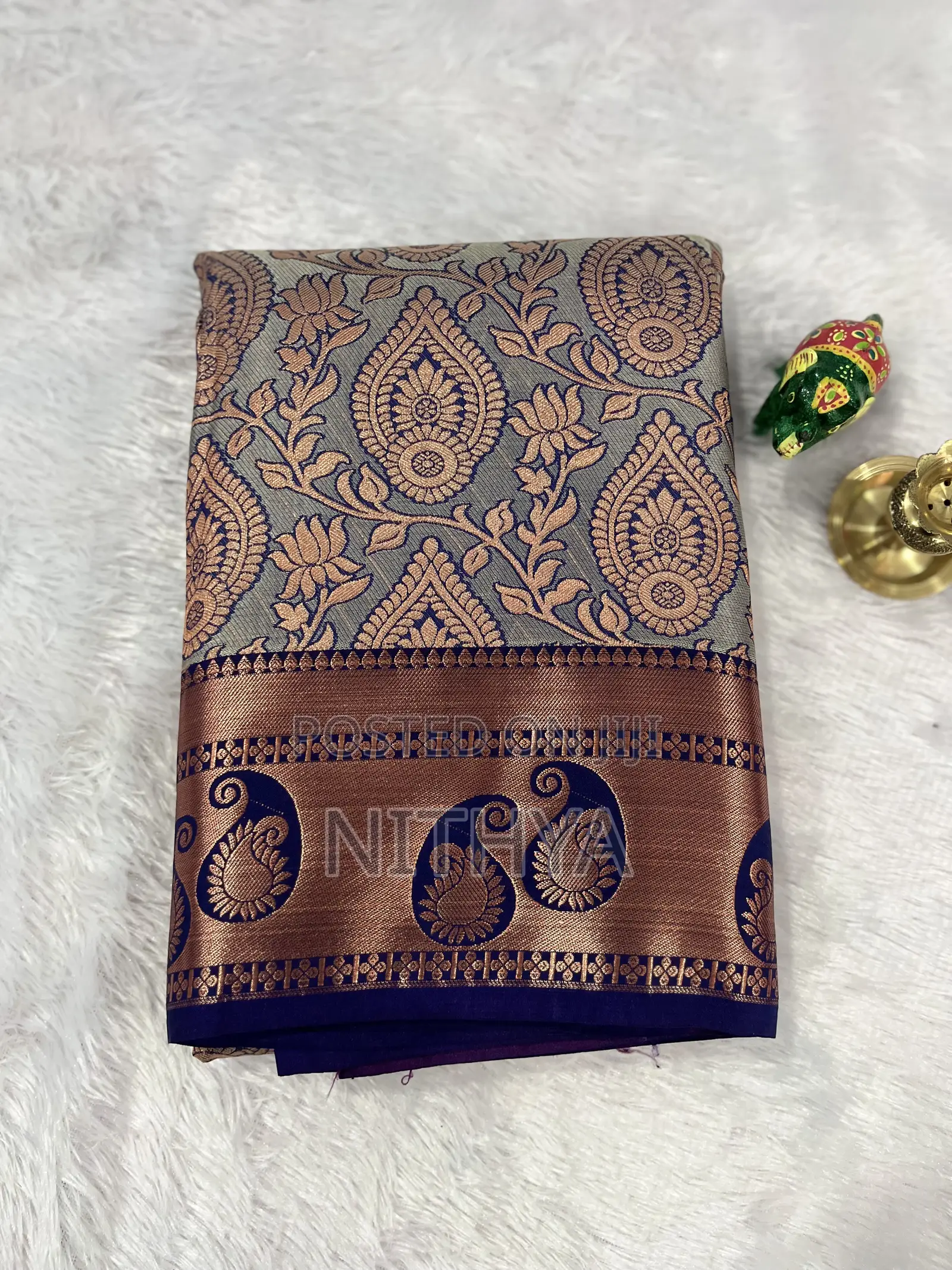Wedding Collection/ Brocade Prince Copper Saree