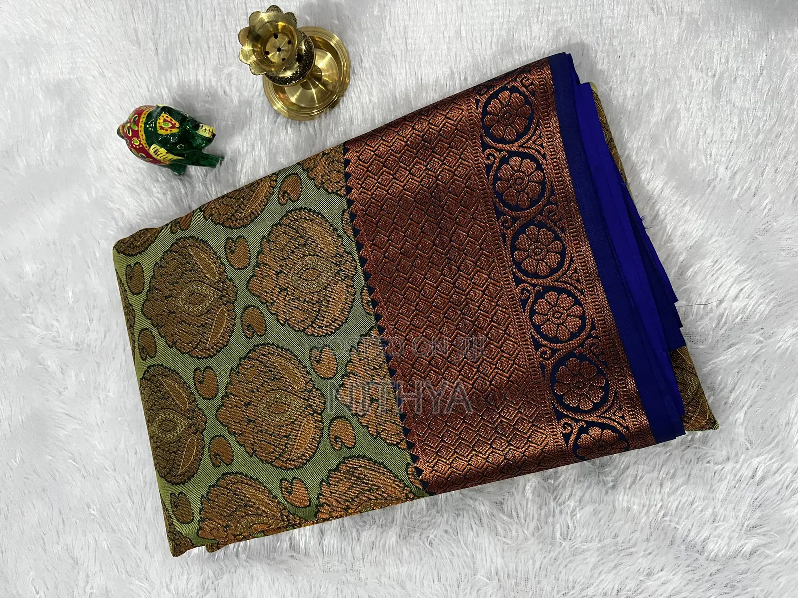 Wedding Collection/ Brocade Prince Copper Saree