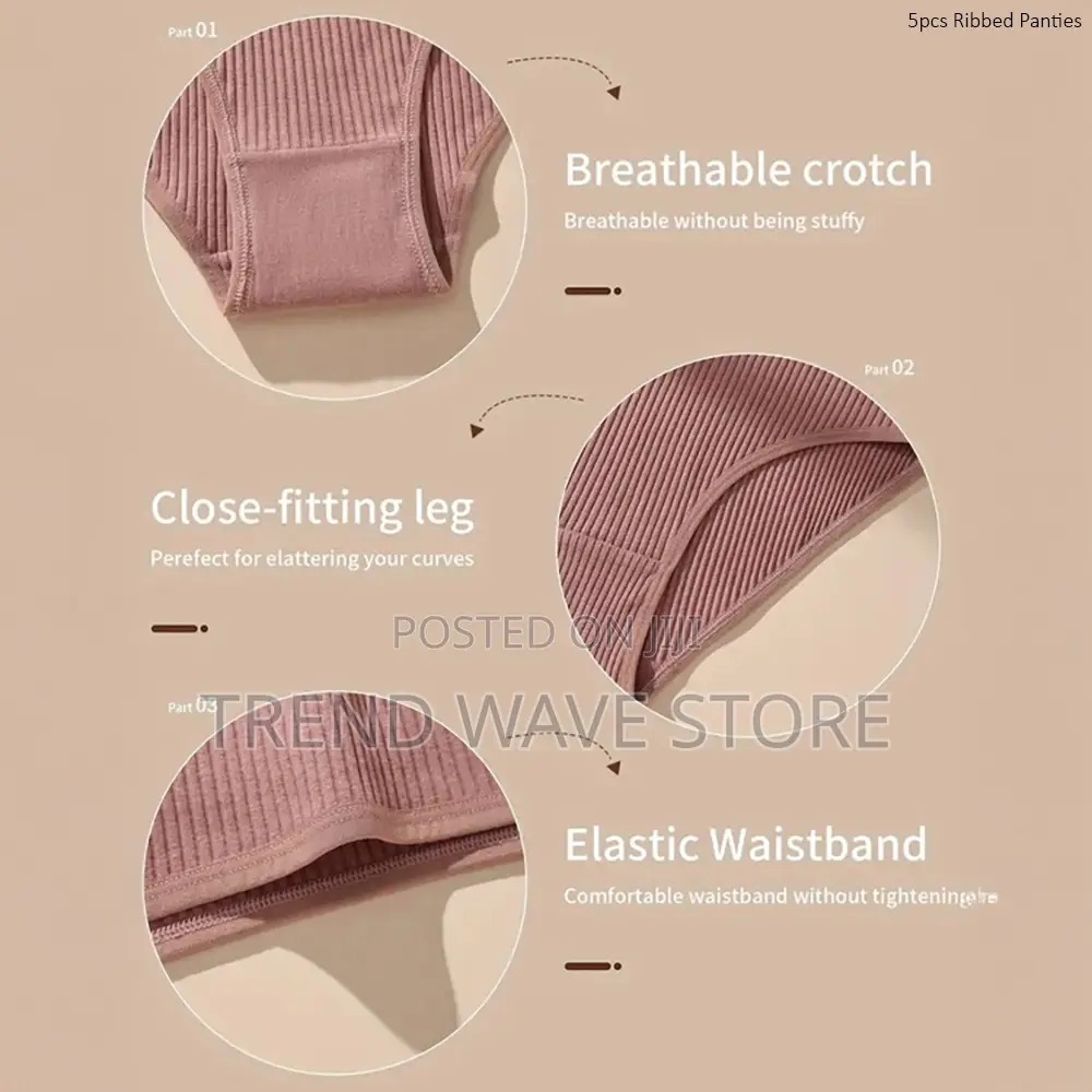 5pcs Ribbed Panties