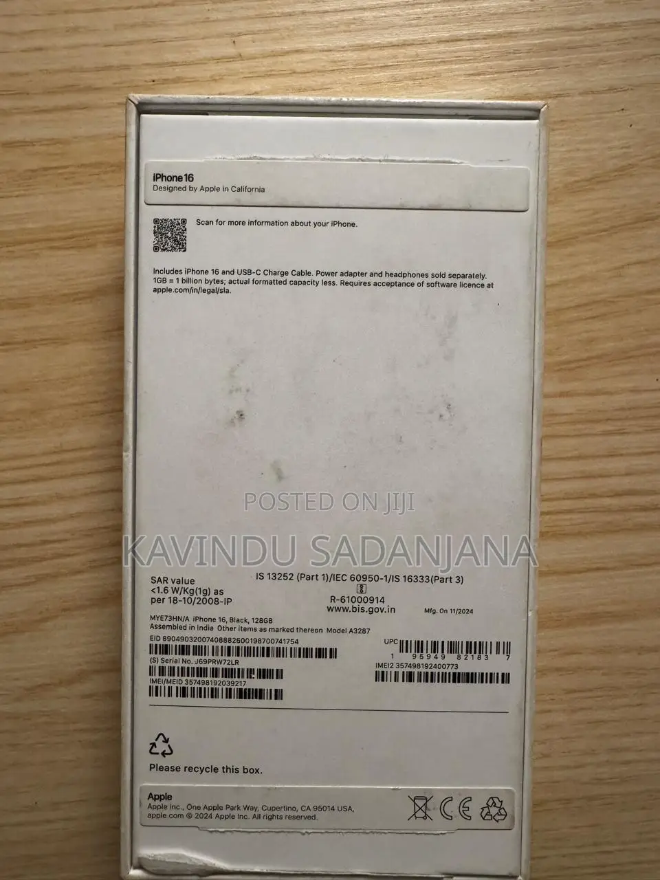 New Apple iPhone 16 128 GB Black