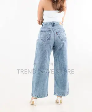 High Waist Acid Washed Wide Leg Drnim