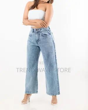 High Waist Acid Washed Wide Leg Drnim