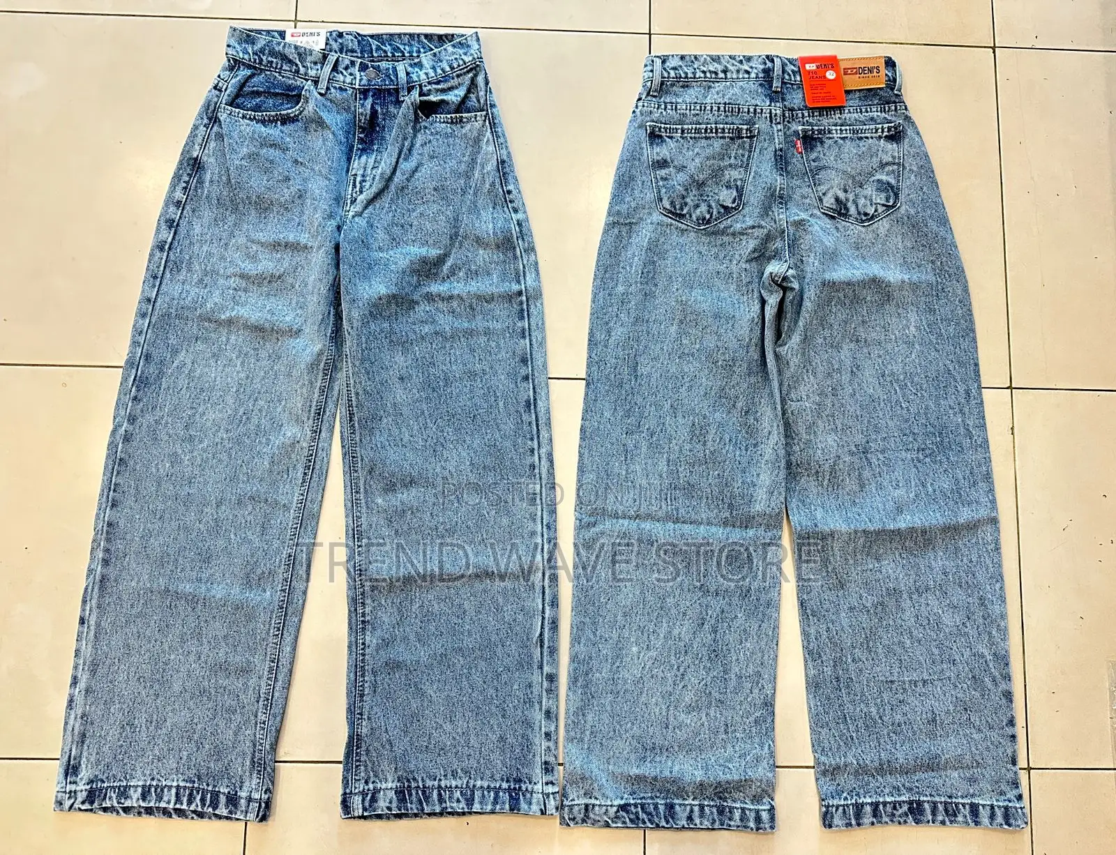 High Waist Acid Washed Wide Leg Drnim