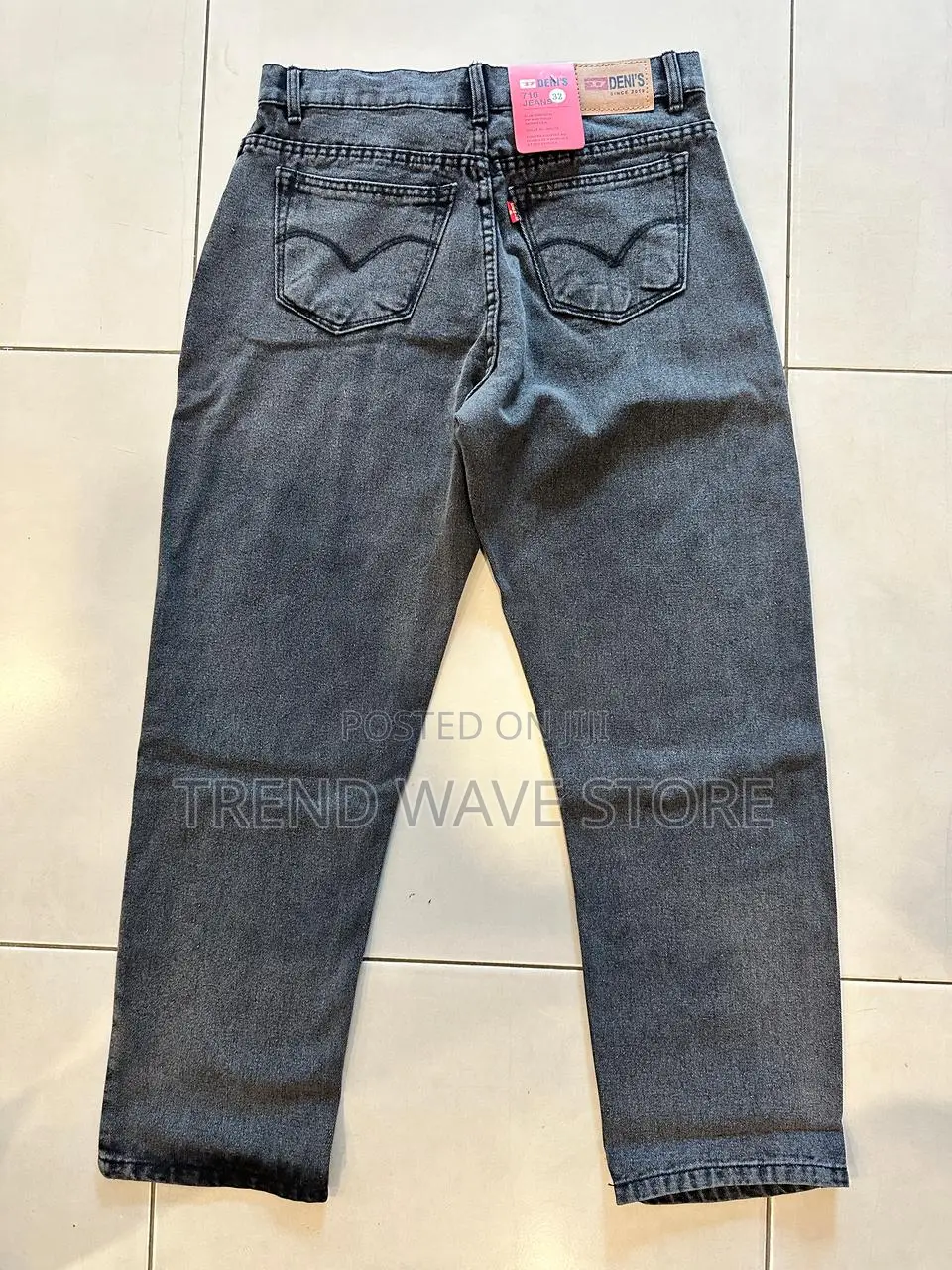 High Waist Acid Washed Mams Denim Black