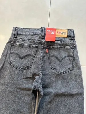 High Waist Acid Washed Mams Denim Black