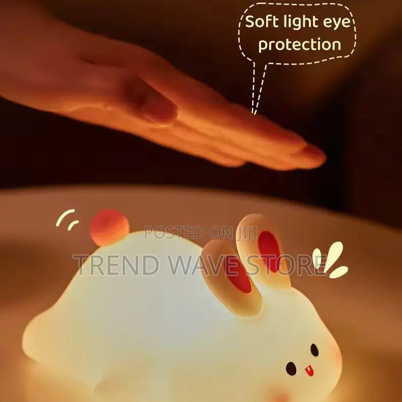 Big Face Rabbit Colorful Led Night Light Silicone Lamp