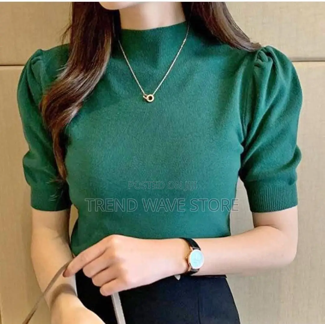 Rib Gedaring Sleeve Crop Top