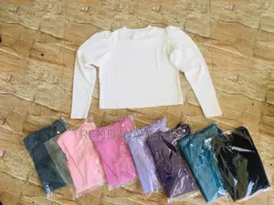 Rib Gedaring Sleeve Crop Top