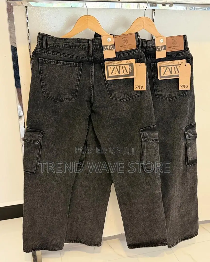 Acid Wash Baloon Pocket Cargo Big Fold Denim