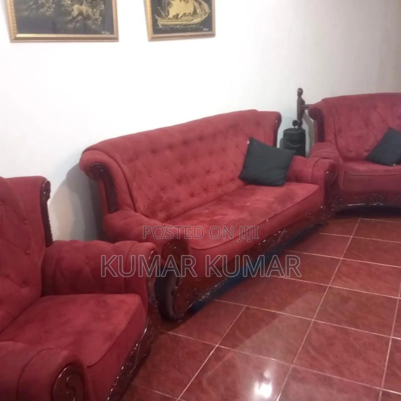 Red Sofa Set – 3+2+1 (Classic Design)