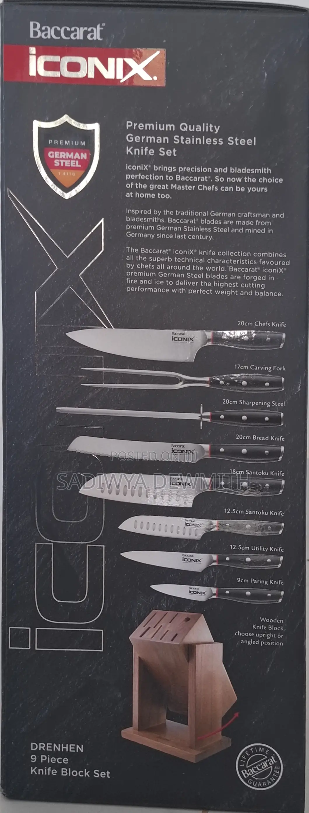 Original Baccarat Iconix Drenhen 9-Piece Knife Block