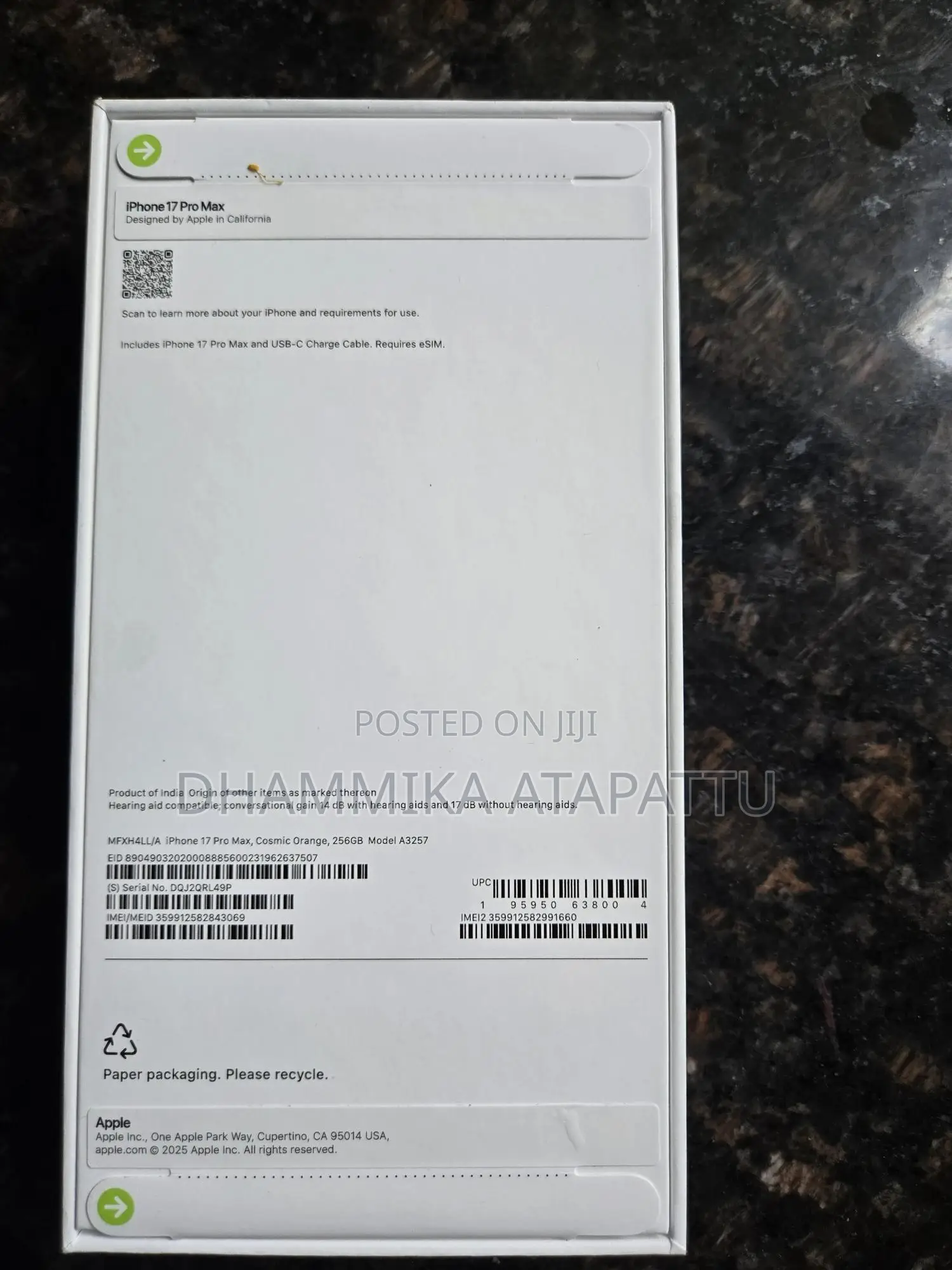 New Apple iPhone 17 Pro Max 256 GB Orange