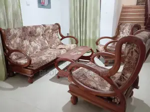 Wooden Sofa Set (3+1+1) With Coffee Table