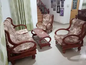 Wooden Sofa Set (3+1+1) With Coffee Table