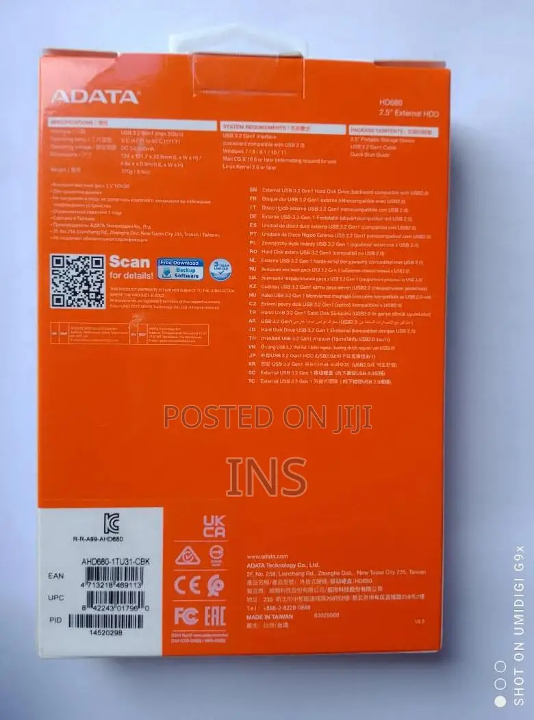 Adata Portable Hard Disk (Hd680) Brand New