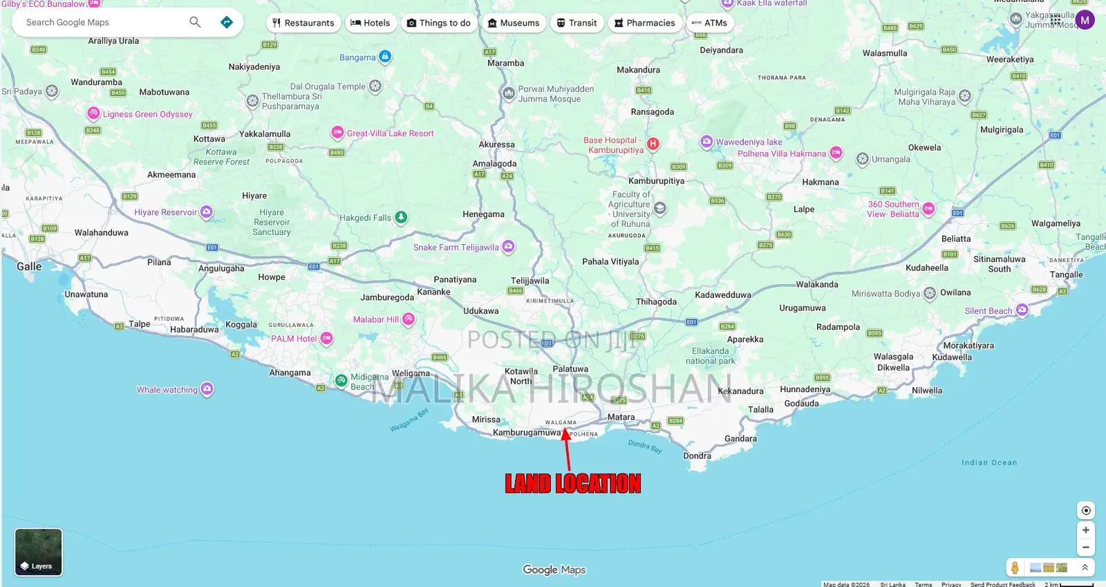 113 Full Land or Part Madiha Matara With 180' Panoramic View