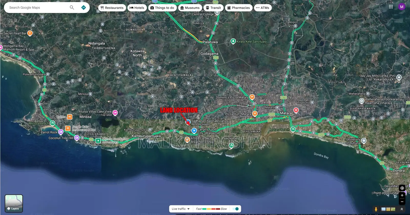 113 Full Land or Part Madiha Matara With 180' Panoramic View