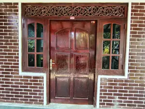 Jackwood(කොස්) Door Attached 2 Windows With Frame,Grills,Lock