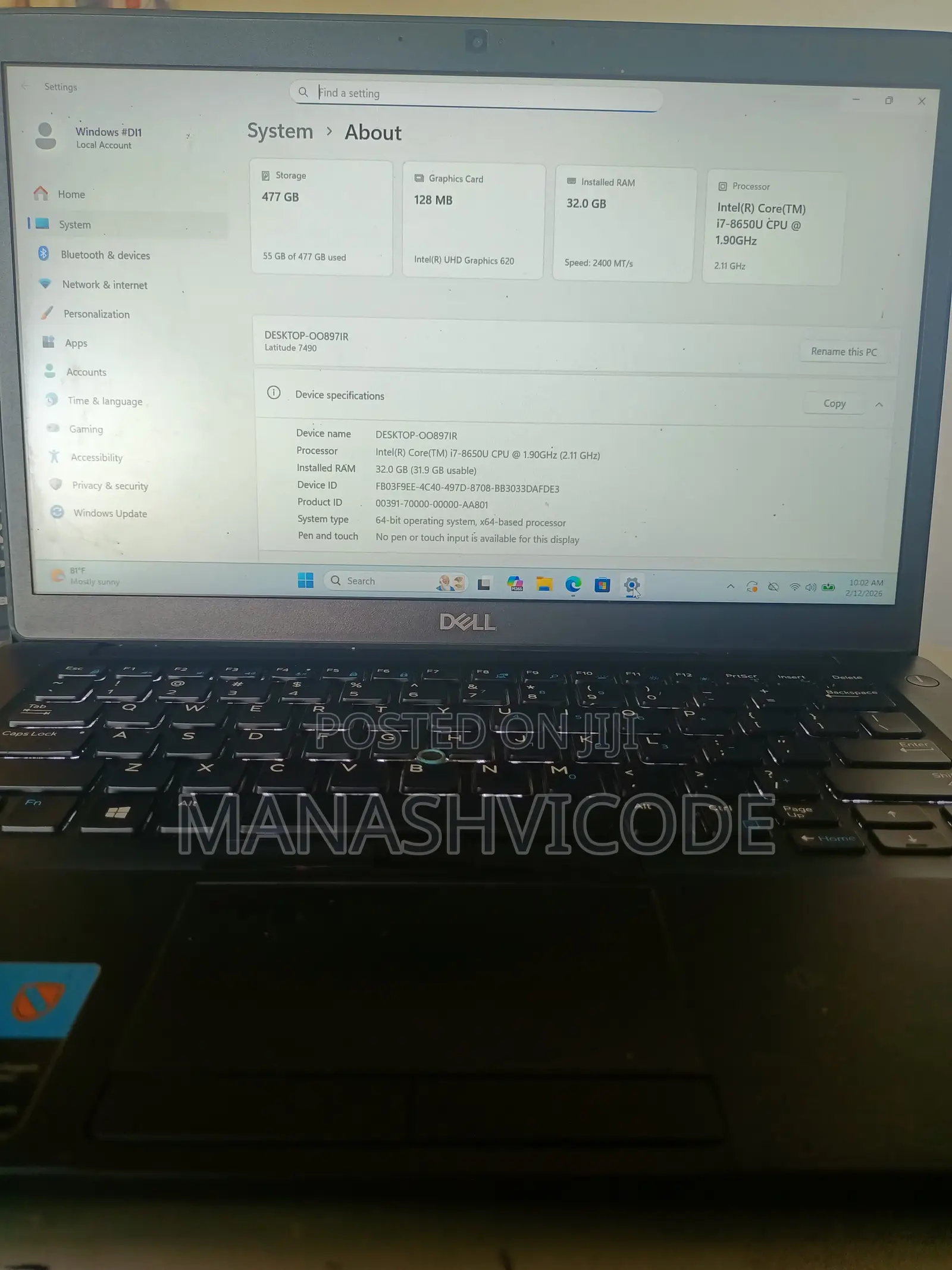 Laptop Dell Latitude 7490 32GB Intel Core i7 SSD 512GB