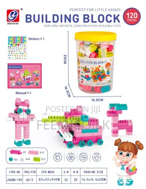 Building Blocks Storage Bucket With 120 Pieces and Storage Medium