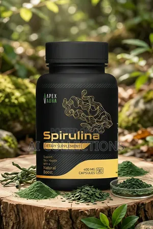 Apex Aura Spirulina Pure Natural Dietary Supplement 400mg, 90 Capsules