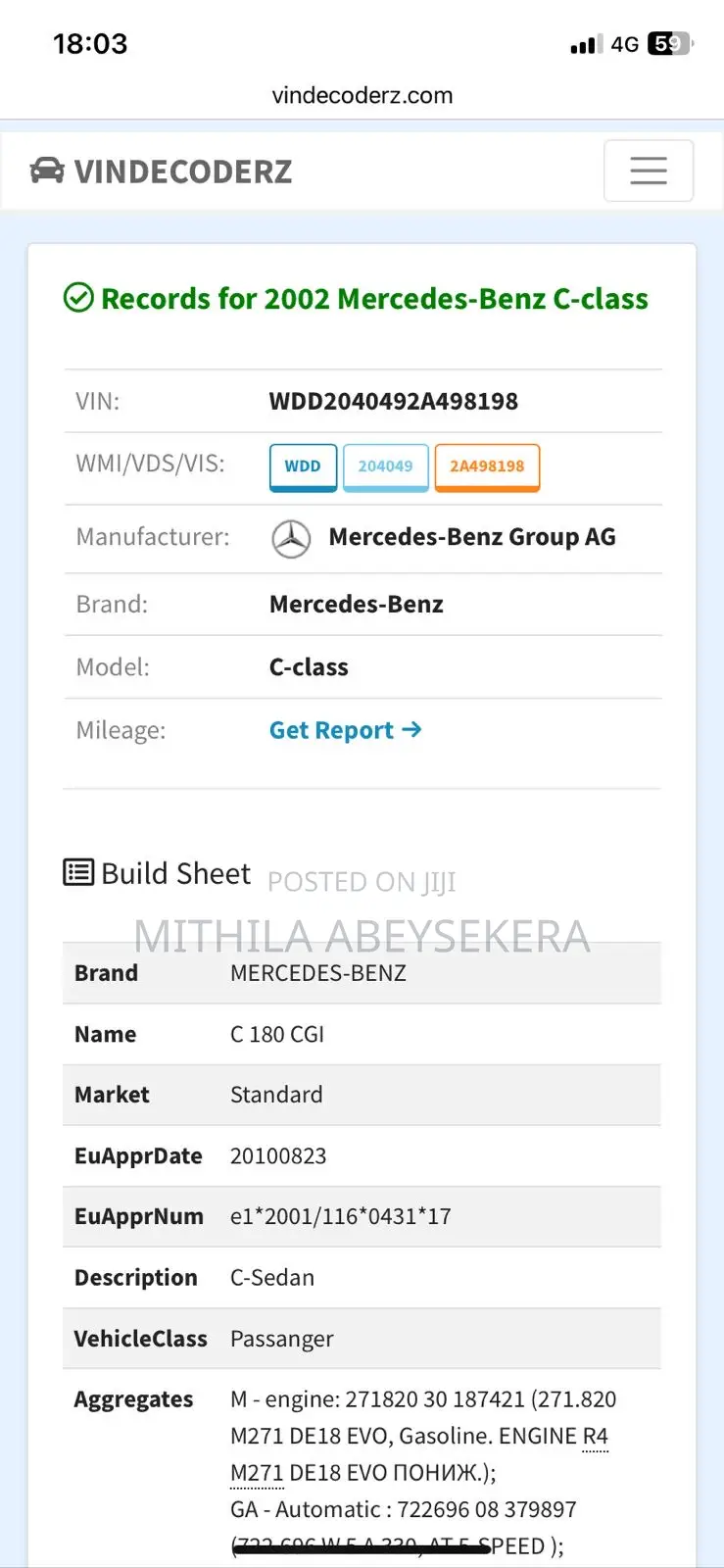 Mercedes-Benz C180 2011 Off white