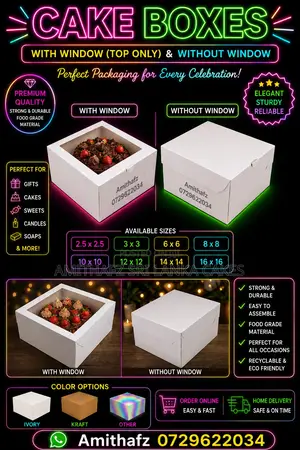 Cake Boxes With / Without Window – Premium Bakery Packaging Sri Lanka
