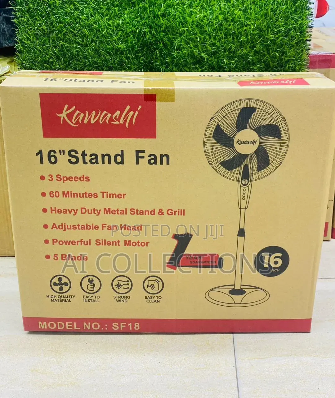 Kawashi 16” Stand Fan Sf18 Powerful Adjustable Standing Fan With Timer