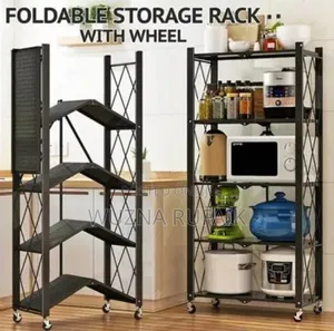 Foldable 5 Tier Storage Rack With Wheels