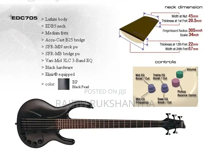 Ibanez Edc 705 5 String Bass Guitar