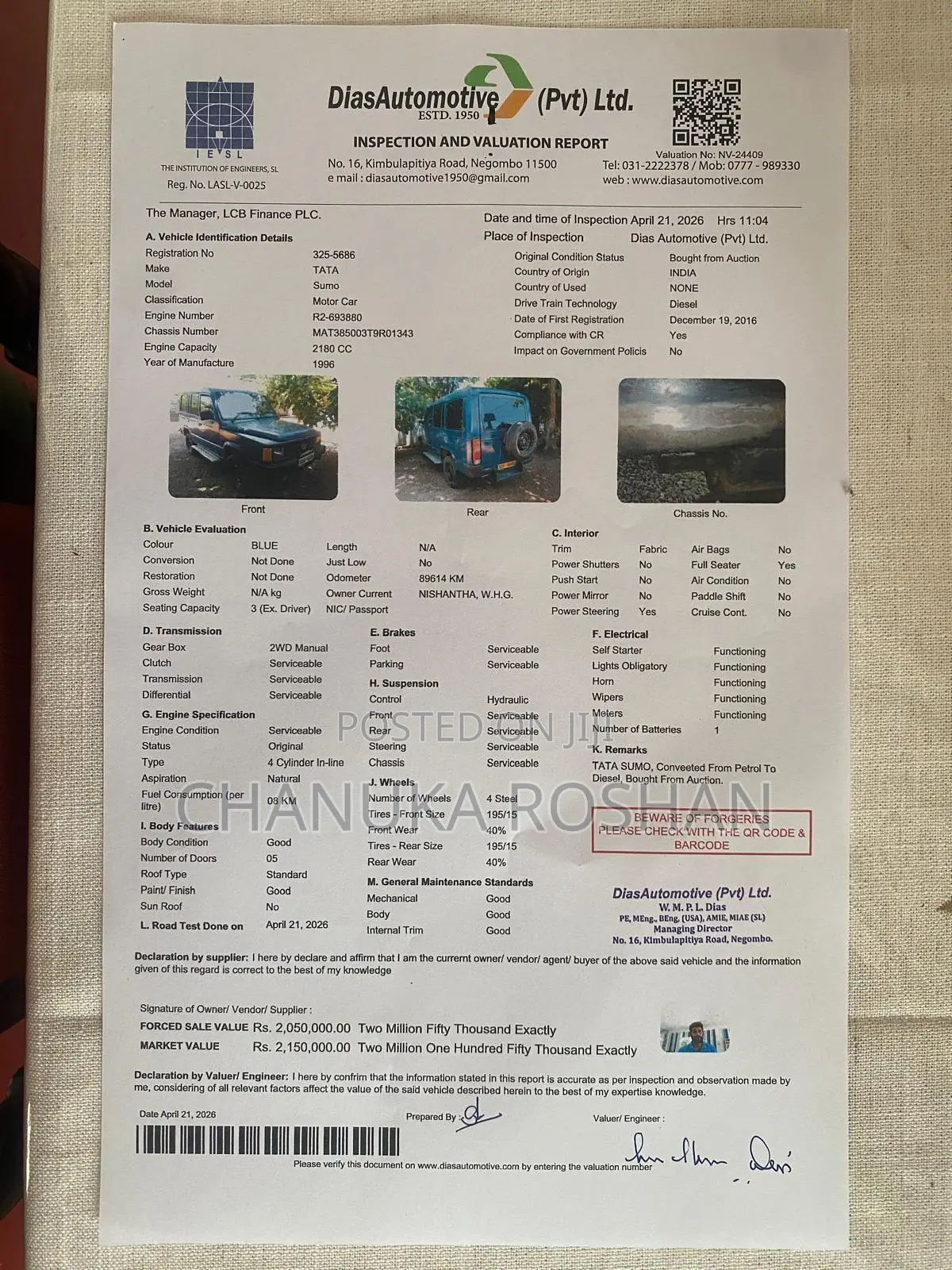 Tata Sumo 1996 Blue