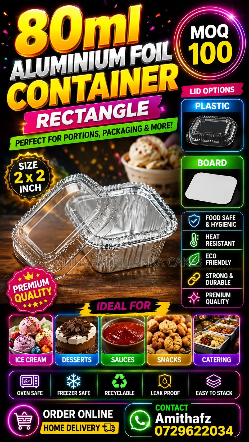 80ml Aluminium Foil Containers With Lid Sri Lanka Buy Online Amithafz