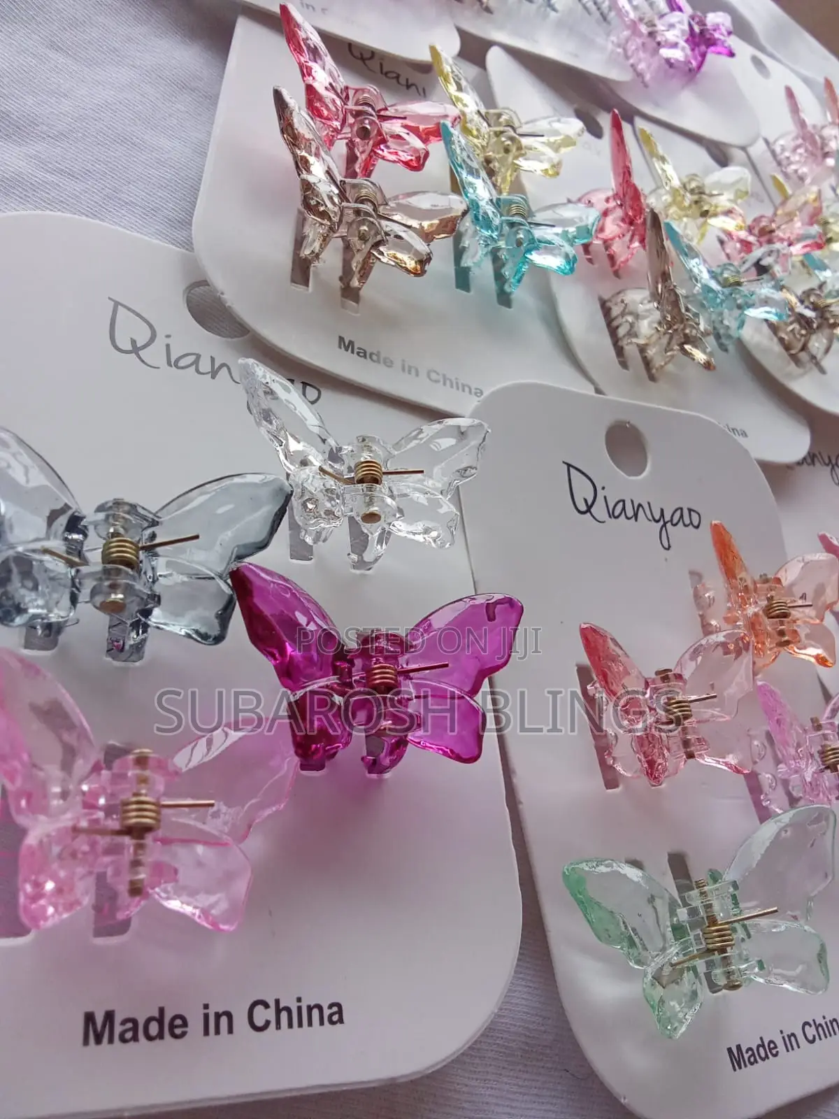 Mini Translucent Butterfly Hair Claw Clips Card