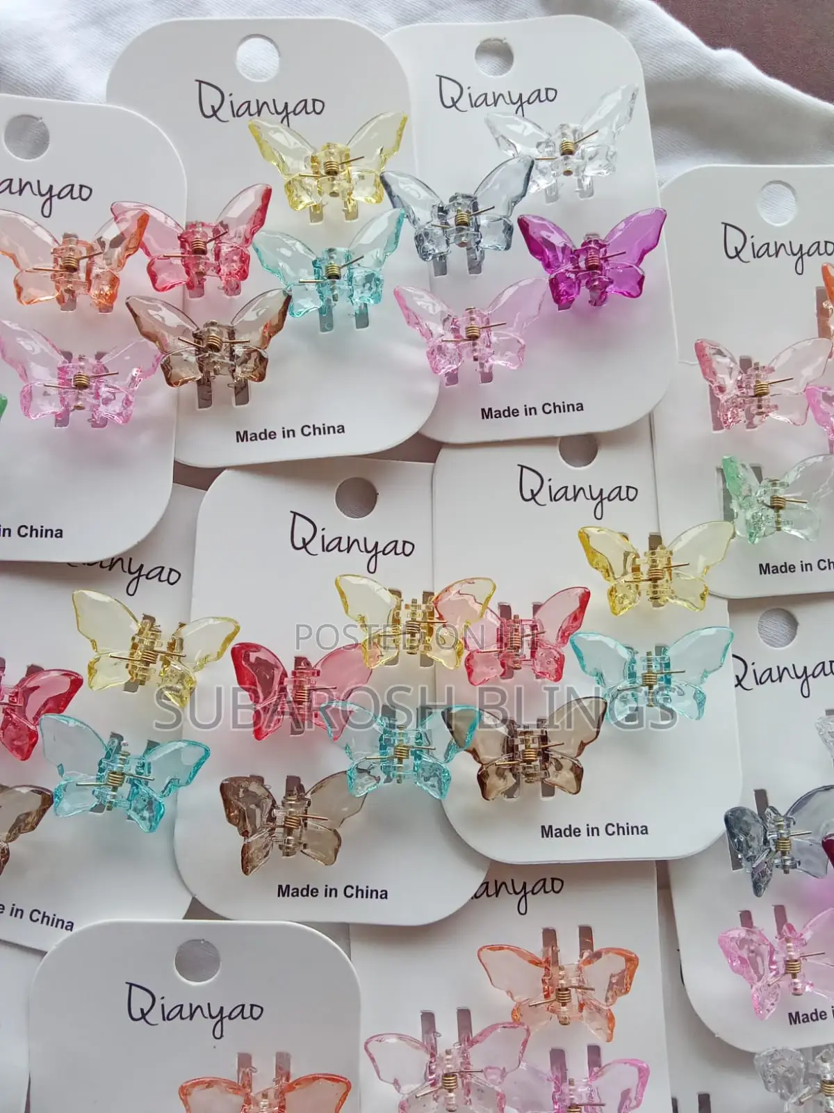 Mini Translucent Butterfly Hair Claw Clips Card
