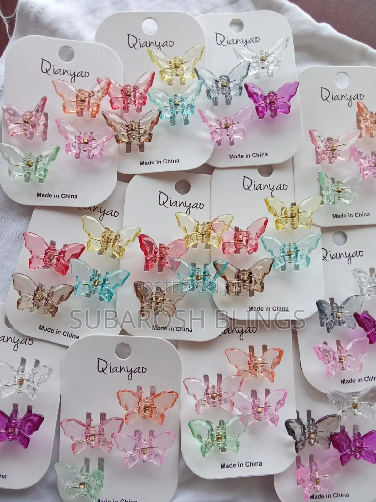 Mini Translucent Butterfly Hair Claw Clips Card